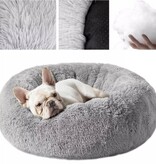 Purlov Donut hondenman - Kattenmand - Huisdieren kussen - Dikke warme ondergrond - Ø 60 cm - Grijs