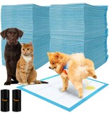 Purlov Puppy pads -  Hygiënische onderleggers 60 x 60cm + Poepzakjes - Absorberend en lekbestendig  - 100 Stuks