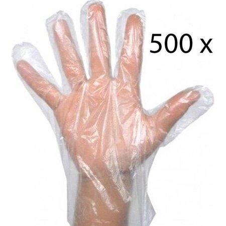 Merkloos 500 Stuks Plastic Wegwerp Handschoenen Voordeelverpakking - Wegwerp - Transparante plastic wegwerphandschoenen Large 5 x 100st Voordeelverpakking