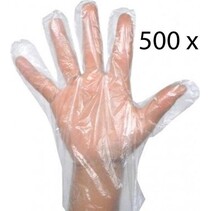 500 Stuks Plastic Wegwerp Handschoenen Voordeelverpakking - Transparante plastic wegwerphandschoenen 5 x 100st Voordeelverpakking - Wegwerp