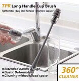 Merkloos XL Flessenborstel - Afwasborstel - Waterflessenreiniger - 31,5 cm - Grijs - 3 stuks