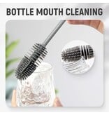 Merkloos XL Flessenborstel - Afwasborstel - Waterflessenreiniger - 31,5 cm - Grijs - 3 stuks