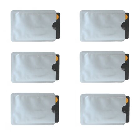 Merkloos 6x RFID bankpas beschermer - Kaarthouder Soft - Anti-Skimming - Zilver