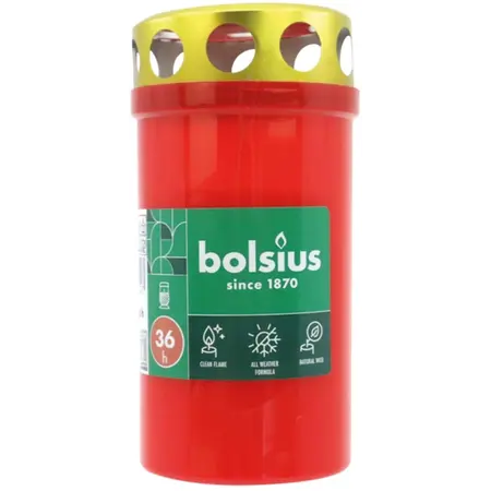 Bolsius Bolsius grafkaarsen - 11 cm - Rood - Kunststof pot met metalen deksel