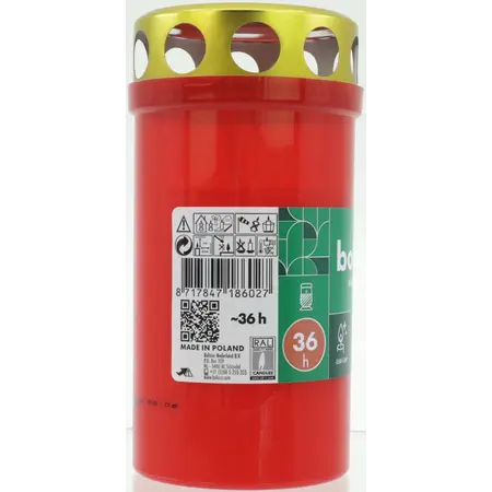 Bolsius Bolsius grafkaarsen - 11 cm - Rood - Kunststof pot met metalen deksel