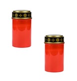 Merkloos Led kaars - Grafkaars - Herdenkingskaars - Batterij - Rood - Set van 2