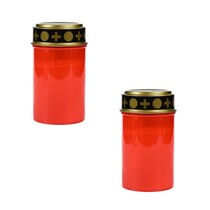 Led kaars - Grafkaars - Herdenkingskaars - Batterij - Rood - Set van 2