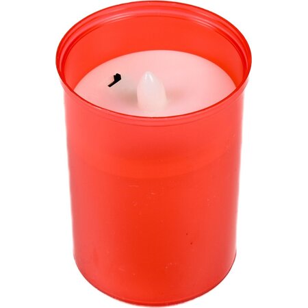 Merkloos Led kaars - Grafkaars - Herdenkingskaars - Batterij - Rood - Set van 2