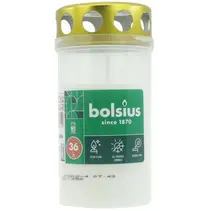 Bolsius grafkaars - 11 cm - Wit - Kunststof pot met metalen deksel - 24 stuks