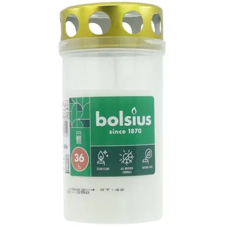 Bolsius Bolsius grafkaars - 11 cm - Wit - Kunststof pot met metalen deksel - 24 stuks