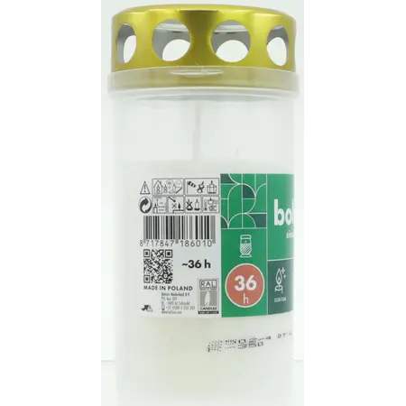 Bolsius Bolsius grafkaars - 11 cm - Wit - Kunststof pot met metalen deksel - 24 stuks