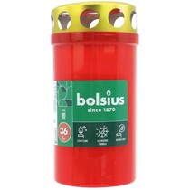 Bolsius grafkaars - 11 cm - Rood - Kunststof pot met metalen deksel - 24 stuks