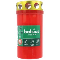 Bolsius grafkaars - 11 cm - Rood - Kunststof pot met metalen deksel - 24 stuks