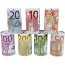 Spaarblikken - Spaarpot eurobiljet - Spaarblik Euro munten - 13 cm - 7 stuks