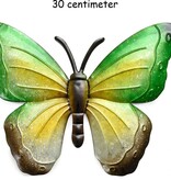 Merkloos Tuin decoratie muur vlinders - Muur decoratie metaal - 30 x 23 cm - Set van 4 stuks