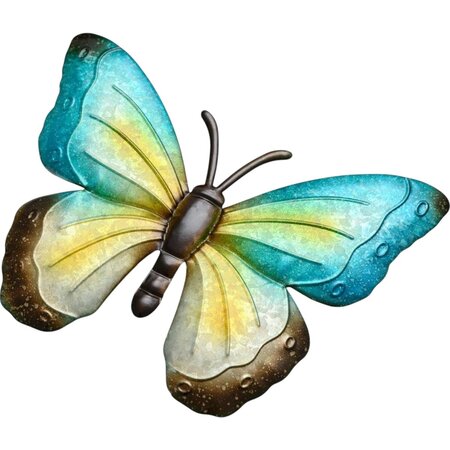 Merkloos Tuin decoratie muur vlinders - Muur decoratie metaal - 30 x 23 cm - Set van 4 stuks