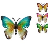 Merkloos Tuin decoratie muur vlinders - Muur decoratie metaal - 30 x 23 cm - Set van 4 stuks