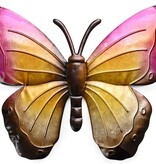 Merkloos Tuin decoratie muur vlinders - Muur decoratie metaal - 30 x 40 cm - Set van 4 stuks