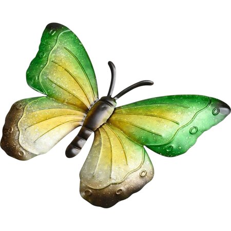 Merkloos Tuin decoratie muur vlinders - Muur decoratie metaal - 30 x 40 cm - Set van 4 stuks