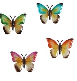 Merkloos Tuin decoratie muur vlinders - Muur decoratie metaal - 30 x 40 cm - Set van 4 stuks