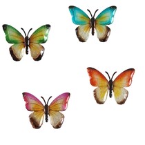 Tuin decoratie muur vlinders - Muur decoratie metaal - 30 x 40 cm - Set van 4 stuks