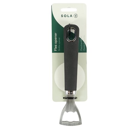 Sola Sola Bieropener - Flessenopener - Roestvrij Staal - Vaatwasserbestendig - 18.5cm - Zilver en Zwart