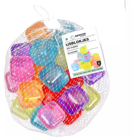 Benson Herbruikbare ijsblokjes - Kleurrijk en duurzaam - BPA-vrij - 20 stuks