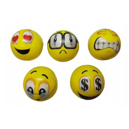 Eurobatt  Emoji Stressbal 3 Stuks  – 6 cm -  Medium Density