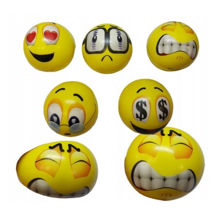 Eurobatt Emoji Stressbal 12 Stuks  – 6 cm -  Medium Density