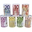 Merkloos Spaarpot blik eurobiljet XL - 20 cm - 7 stuks