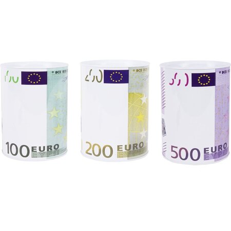 Danyson Spaarpot blik euro biljet XL - 20 cm - Assorti