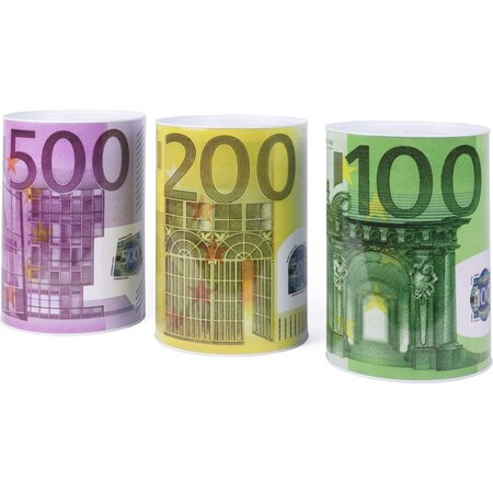 Danyson Spaarpot blik euro biljet XL - 20 cm - Assorti