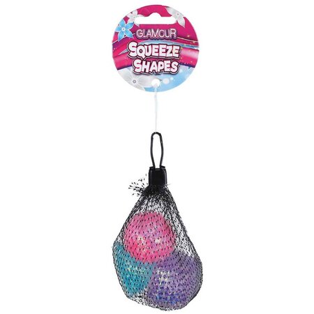 Merkloos Glamour Antistress Knijpvormpjes - Slow rise glitter vorm - 4 cm - 3 stuks