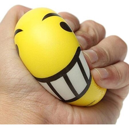 Merkloos Emoji Stressbal - Smiley - 12 Stuks – 6 cm - Medium Density