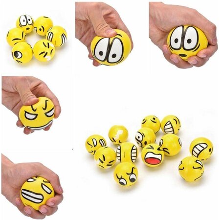 Merkloos Emoji Stressbal - Smiley - 12 Stuks – 6 cm - Medium Density