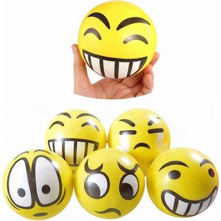 Merkloos Emoji Stressbal - Smiley - 12 Stuks – 6 cm - Medium Density