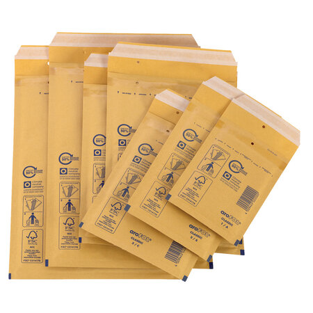 aroFol 25 Bruine gerecyclede luchtkussenenveloppen - Formaat 8 / H - 24 x 35 Cm