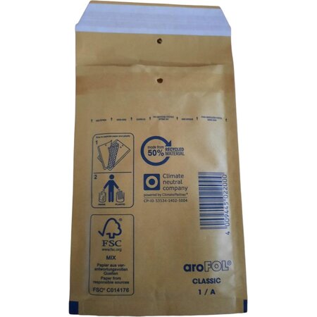 aroFol 50 Stuks bruine gerecyclede luchtkussenenveloppen - Formaat A/11 - 16.5 x 10 Cm