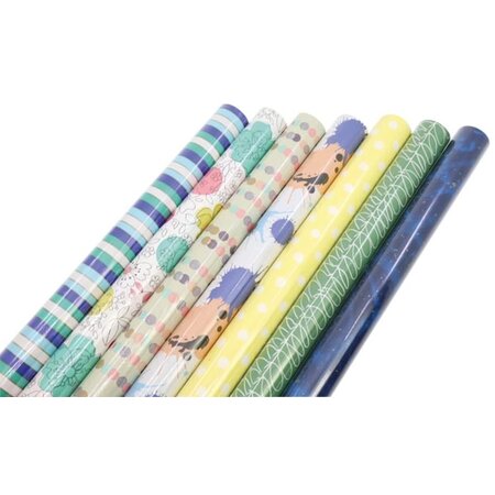Jean Products Cadeaupapier - Verschillende Dessins - 200 X 70cm - Inpakpapier - 5 rollen assorti geleverd