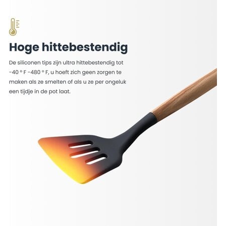 Hescom Siliconen Open Spatel met Anti-aanbaklaag - Keukengerei met Ergonomisch Design