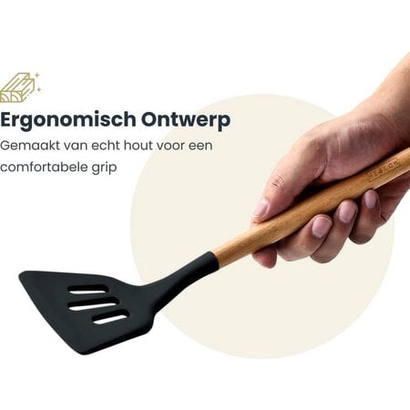 Hescom Siliconen Open Spatel met Anti-aanbaklaag - Keukengerei met Ergonomisch Design