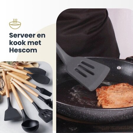 Hescom Siliconen Open Spatel met Anti-aanbaklaag - Keukengerei met Ergonomisch Design