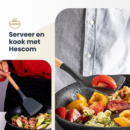 Hescom Siliconen Gesloten Spatel met Anti-aanbaklaag - Keukengerei met Ergonomisch Design