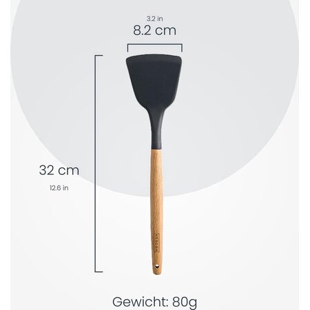 Hescom Siliconen Gesloten Spatel met Anti-aanbaklaag - Keukengerei met Ergonomisch Design