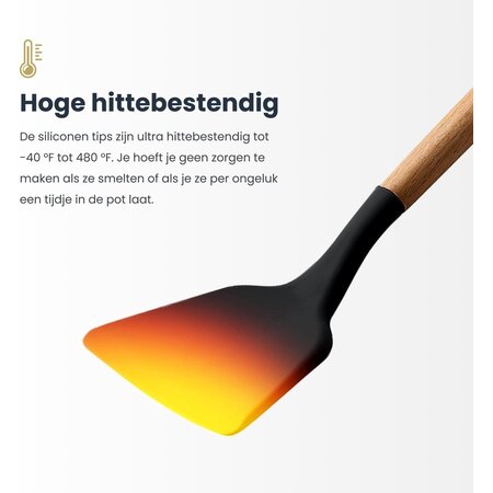 Hescom Siliconen Gesloten Spatel met Anti-aanbaklaag - Keukengerei met Ergonomisch Design