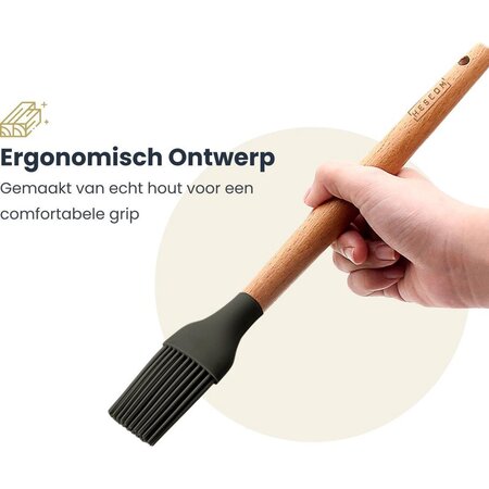 Hescom Siliconen Bakkwast met Anti-aanbaklaag - Keukengerei met Ergonomisch Design