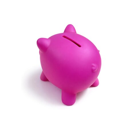 Merkloos Spaarvarken - Spaarpot - 8 cm- Fuchsia roze - PVC