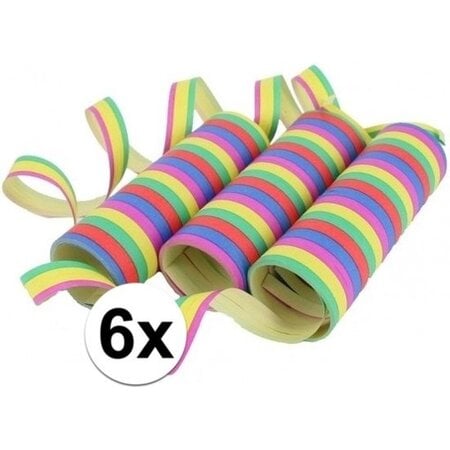 Merkloos Serpentines - 6x rollen - gekleurde papier stroken mix - versiering - feestartikelen