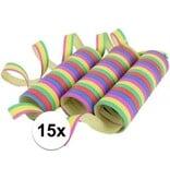 Merkloos Serpentines - 15x rollen - gekleurde papier stroken mix - versiering - feestartikelen
