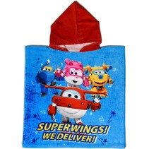 Super Wings On Time - Poncho 50 x 100 cm - Rood